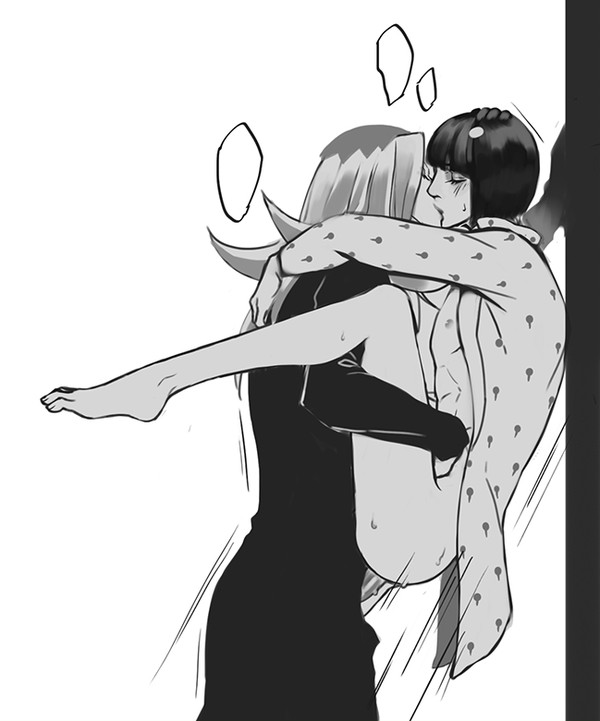 2boys, against wall, anal, anal sex, barefoot, bruno buccellati, clothed, clothed sex, eyes closed, gay, held up, jojo's bizarre adventure, kissing, leone abbacchio, male, no pants, open shirt, suzume (pixiv), vento aureo, yaoi