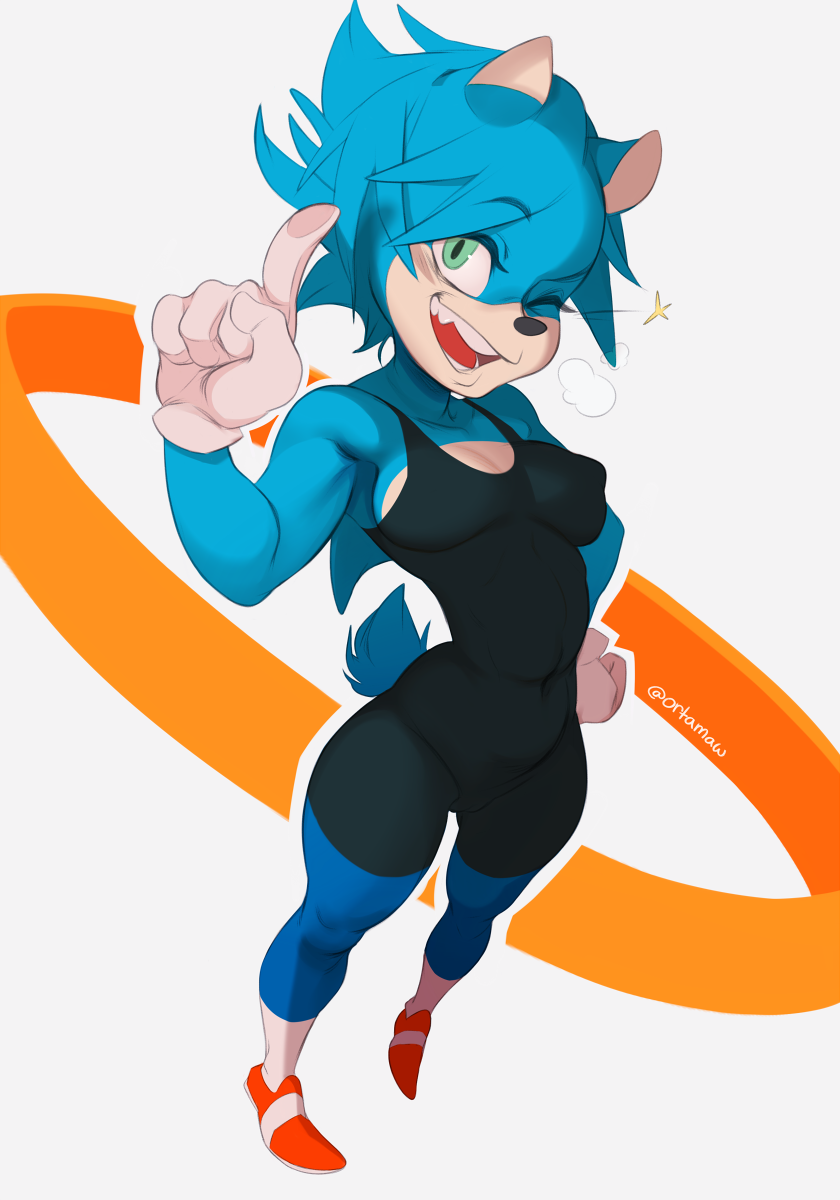 athletic athletic_female blue_skin fangs fit fit_female footwear fur furry genderswap_(mtf) gloves green_eyes handwear hedgehog leotard mobian_(species) ortamaw rule_63 sega shortstack socks solo sonic_(series) sonic_the_hedgehog sonic_the_hedgehog_(film) sonic_the_hedgehog_(series) sonique_the_hedgehog tomboy toned toned_female trainers