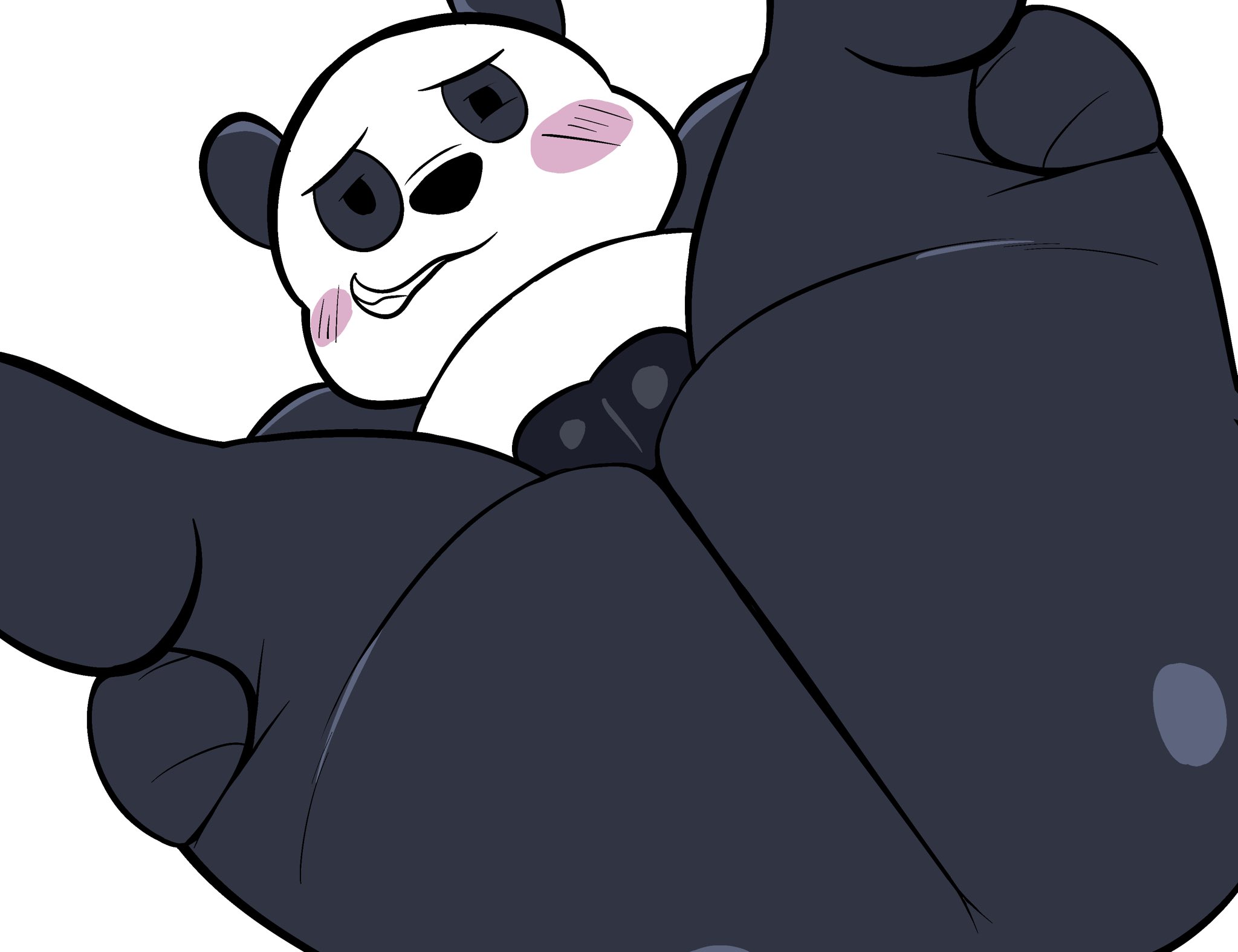 anthro, awkward, balls, blush, cartoon network, gay, leg grab, legs up, male, panda, panda (wbb), tepigfan101, we bare bears