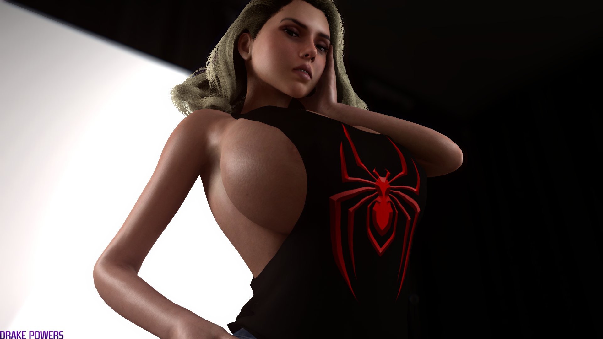 1girls, 3d, alternate breast size, black widow (marvel), blonde hair, blue eyes, breasts, breasts bigger than head, busty, curvy, drakepowers, female, female only, human, human only, large breasts, light skin, light-skinned female, marvel, marvel cinematic universe, marvel comics, natasha romanoff, scarlett johansson, short hair, sideboob, solo, solo female, vaako, virtamate, voluptuous