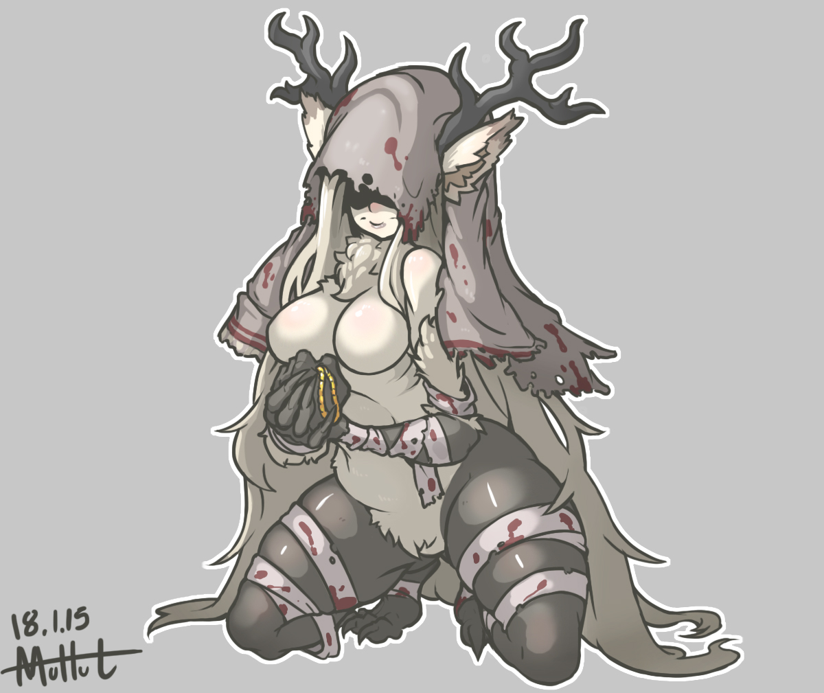 1girls, 2018, animal ears, beast (bloodborne), bloodborne, breasts, female, fromsoftware, hidden eyes, monster girl, muhut, solo, solo female, sony corporation, sony interactive entertainment, tagme, thick thighs, vicar amelia