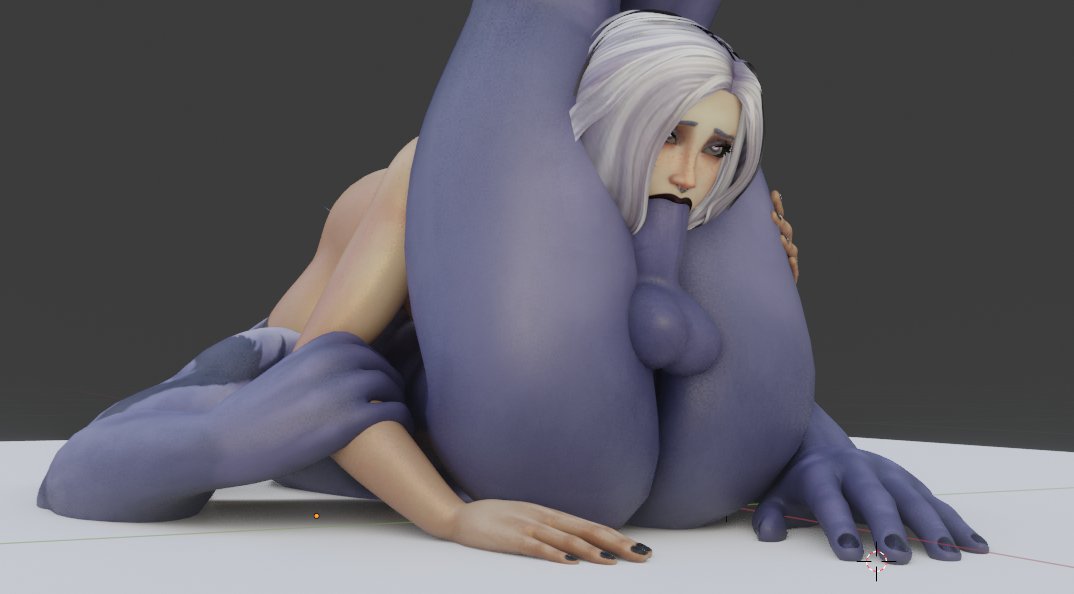1boy, 1girls, 3d, 69, 69 position, balls, black lipstick, blowjob, blue eyes, elf, erection, eroa, female, head between thighs, human, human (world of warcraft), leg lock fellatio, leglock, male, mystmantle, night elf, night elf male, oral, penis, straight, sucking, warcraft, white hair, world of warcraft