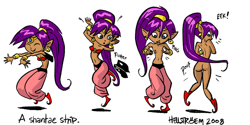 1girls 2008 ass blue_eyes bra breasts closed_eyes clothing female hellstroem legs_together long_hair open_mouth purple_hair shantae shantae_(character) smile straight_hair