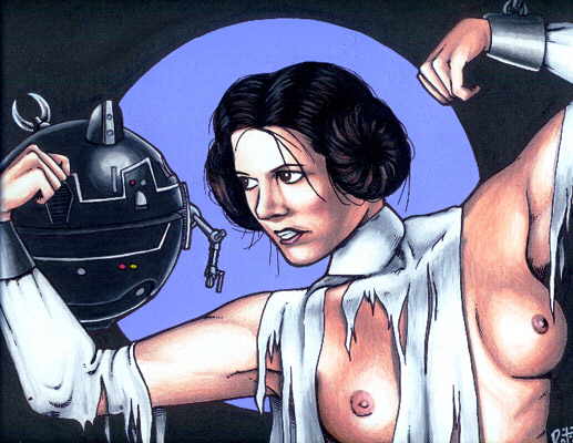 a_new_hope artist_request black_eyes black_hair bondage breasts color colored death_star droid female human nipples nude princess_leia_organa star_wars tagme uncensored