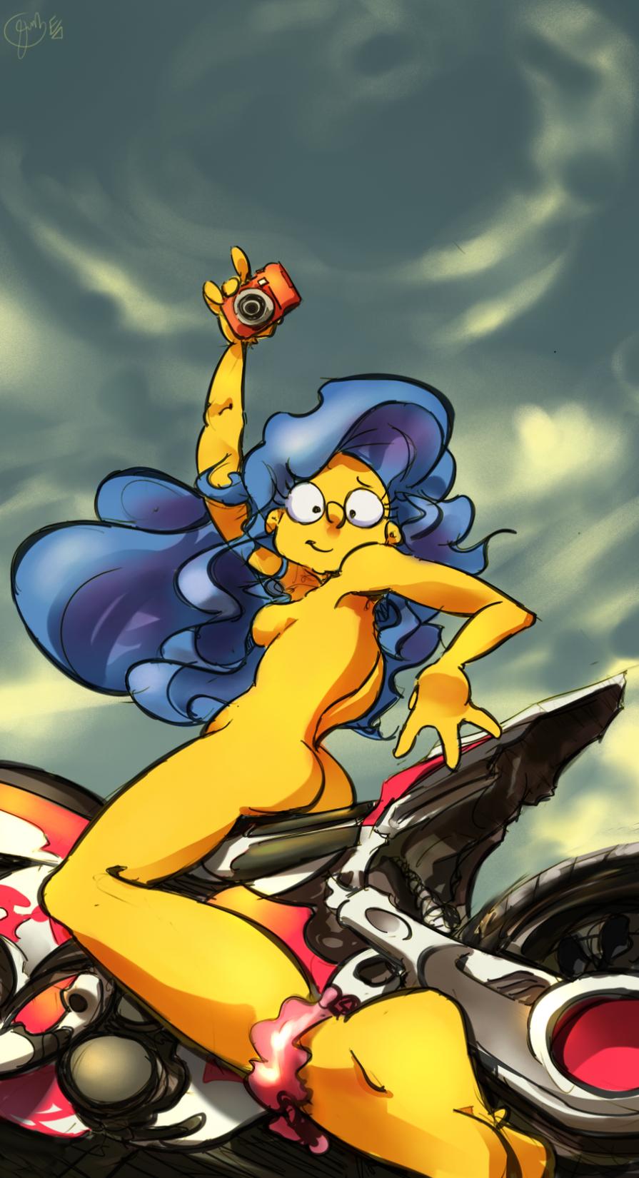 camera edtropolis female female_only human marge_simpson motorcycle nude solo tagme the_simpsons