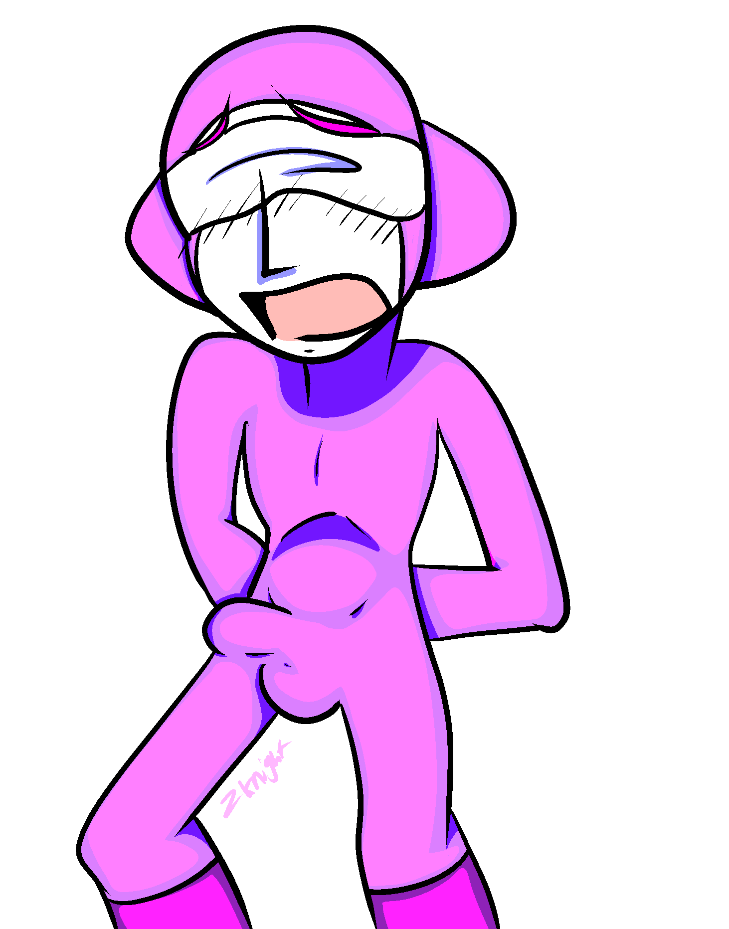 1boy ball_bulge balls balls_under_clothes blindfold bondage cameltail clothing erection erection_under_clothes male male_only penis penis_bulge penis_under_clothes rhythm_heaven space_kicker tied tied_up