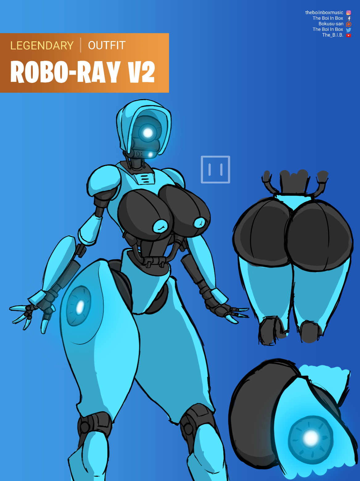 1girls, ass, big ass, big butt, blue eyes, faceless, faceless character, faceless female, female, fortnite, fortnite: battle royale, fortnite: save the world, glowing eyes, mechanical, ray (fortnite), robo-ray, robot, tagme, the boi in box, thick thighs