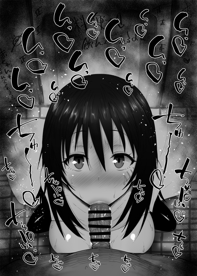 1boy 1girls big_breasts big_penis black_and_white blowjob blush cape censored dark-skinned_male dark_skin detailed_background drooling eyelashes fellatio heart human indoor inside interracial izawa_shizue kurotama long_hair looking_at_viewer male male_pov oral oral_sex room saliva shiny shiny_skin sketch sound_effects squatting sweat tensei_shitara_slime_datta_ken text vein veins veiny veiny_penis