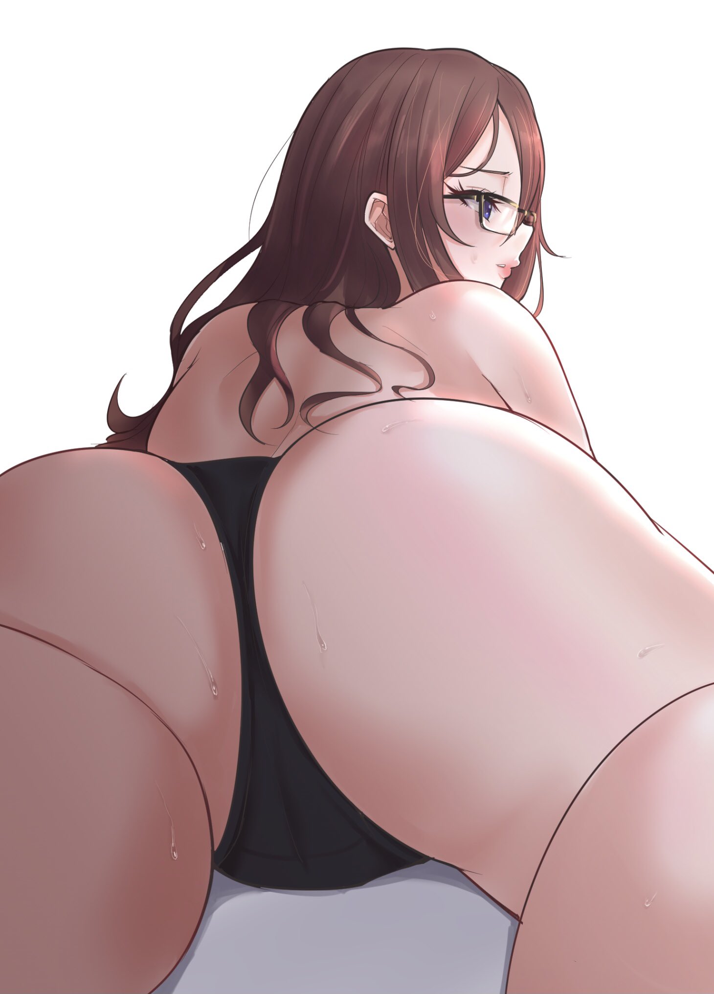1girls, ass, big ass, female, female only, glasses, panties, solo, tinnies