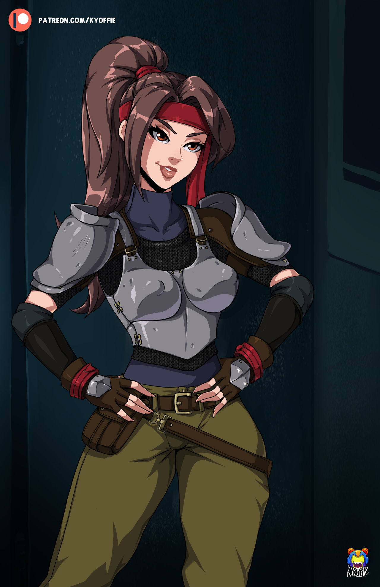 brown hair, female, final fantasy, final fantasy vii, jessie rasberry, kyoffie, nipples visible through clothing, tagme