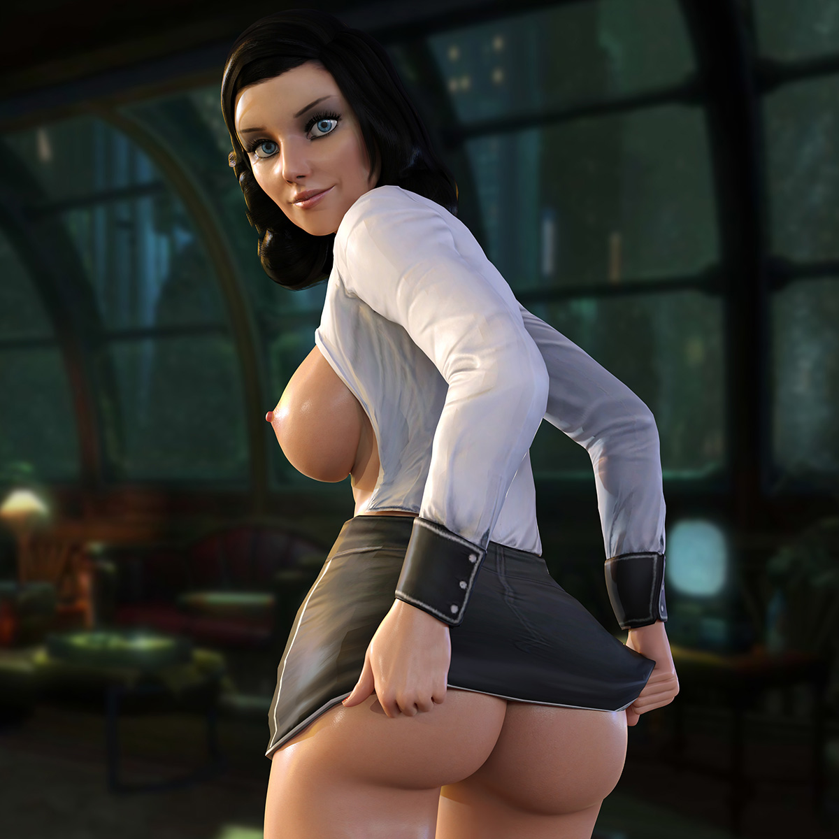3d, bioshock, bioshock infinite, breasts, burial at sea, busty, elizabeth comstock, female, female focus, female only, hourglass figure, makeup, nail polish, nordfantasy, pinup, pinup pose, pose, posing, solo, tagme, wide hips