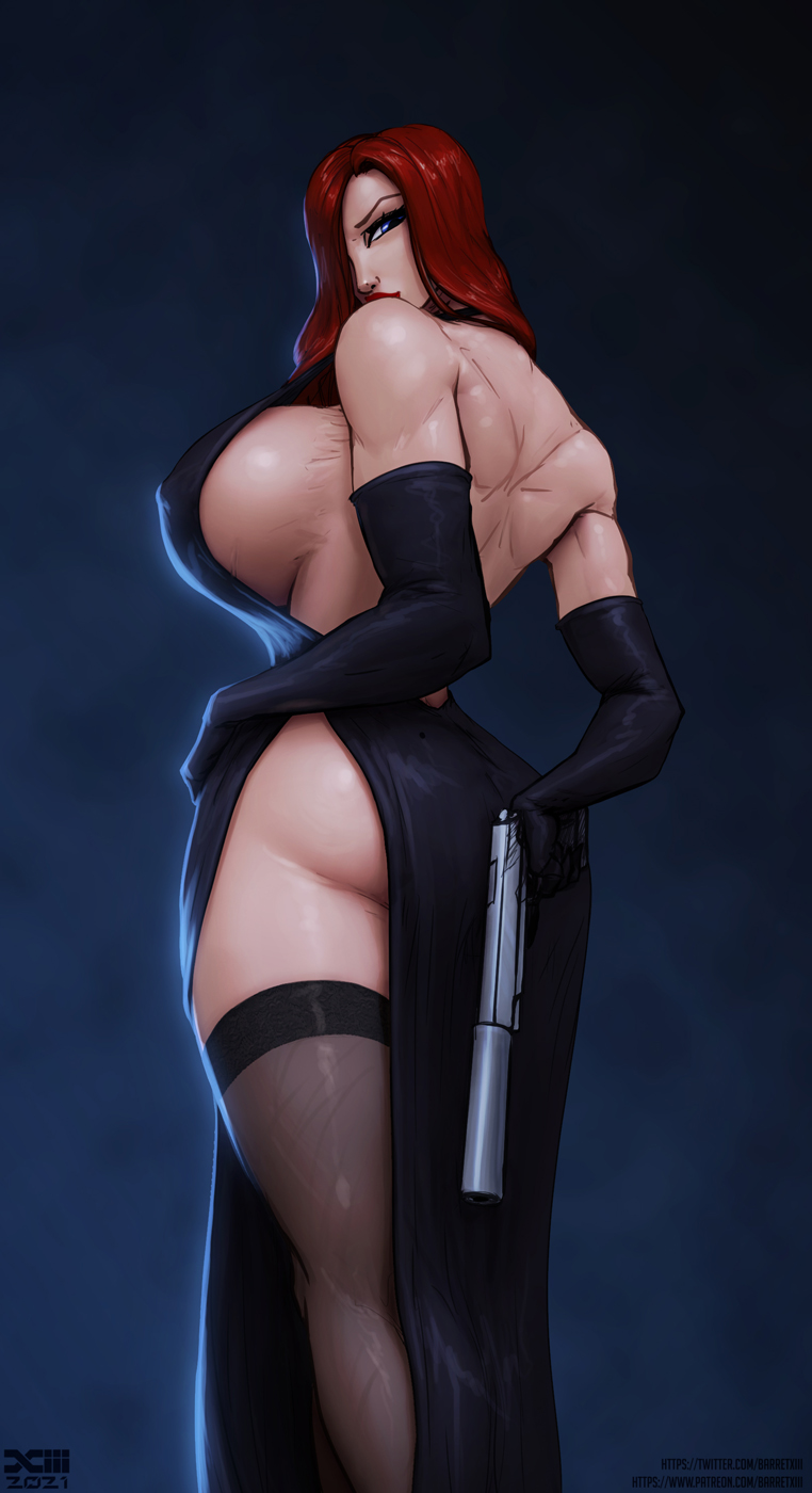 1girls ass back_muscles background bare_back barretxiii big_ass big_breasts black_dress blue_eyes breast_implants breasts clothing disney dress female female_only firearm ginger ginger_hair gun hair_over_one_eye hand_on_hip handgun human jessica_rabbit large_ass large_breasts looking_at_viewer looking_back pale-skinned_female pale_skin pantyhose perky_breasts pose red_hair red_lipstick redhead sideboob solo suppressor thick_thighs thigh_grab thigh_highs thighhighs warner_brothers watermark weapon who_framed_roger_rabbit