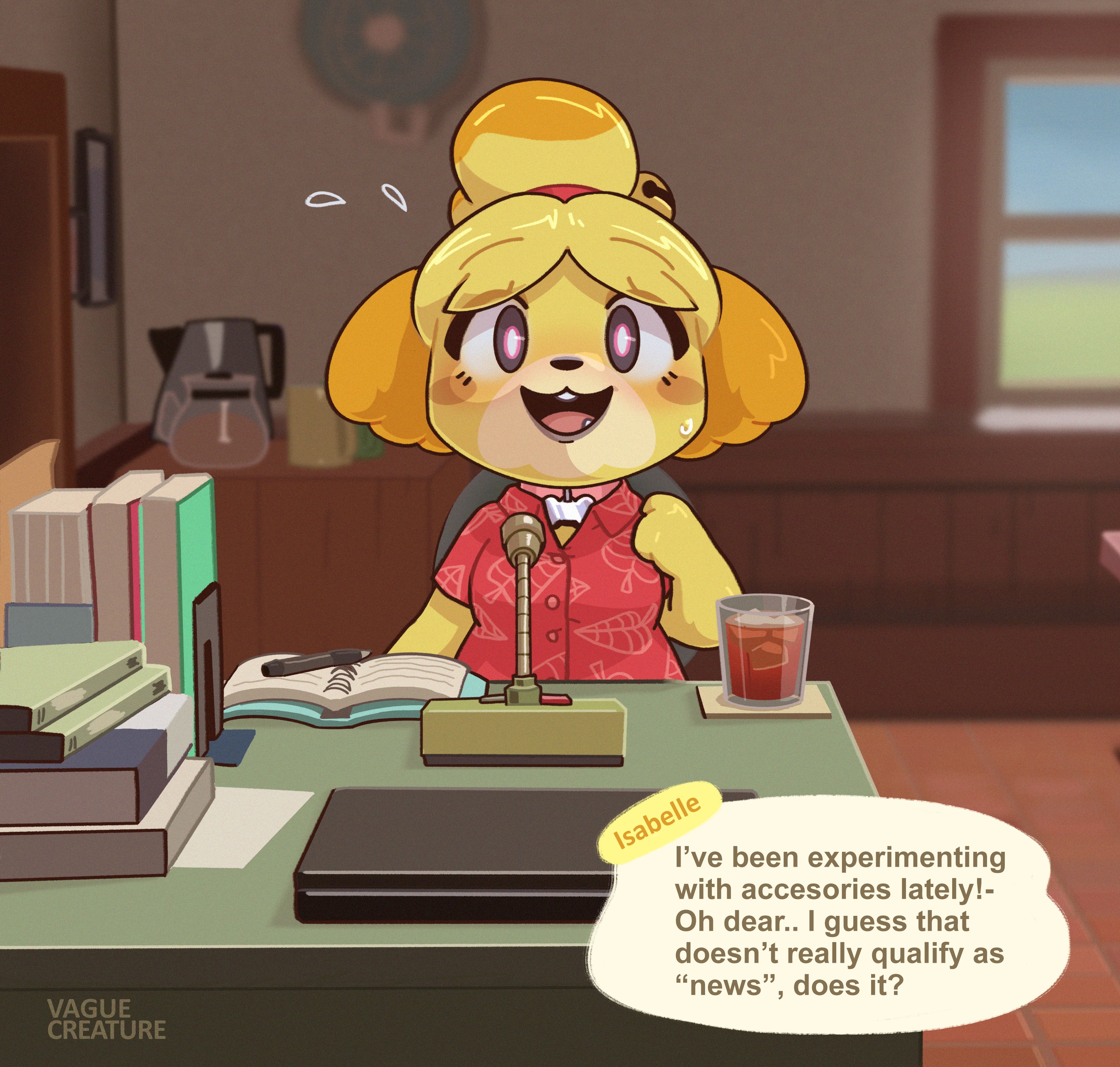 1girls, animal crossing, anthro, bimbo, bimbofication, breast expansion, breast growth, breast growth (enlargement), breasts, dialogue, dog, english text, expansion, female, female only, furry, hypnosis, isabelle (animal crossing), nintendo, solo, solo female, text, transformation, vaguecreature