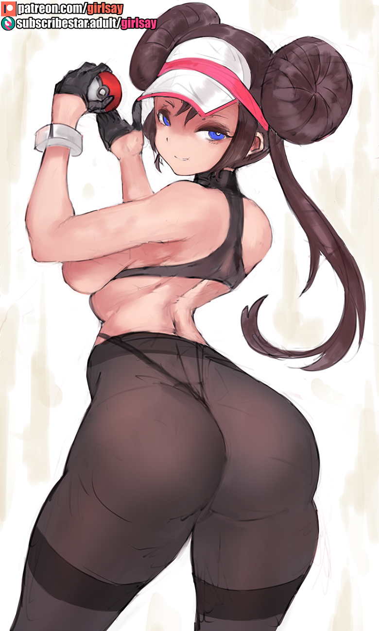 1girls, ass, clothing, female, female only, girlsay, looking at viewer, nintendo, pantyhose, pokemon, pokemon bw2, rosa (pokemon), solo, solo female