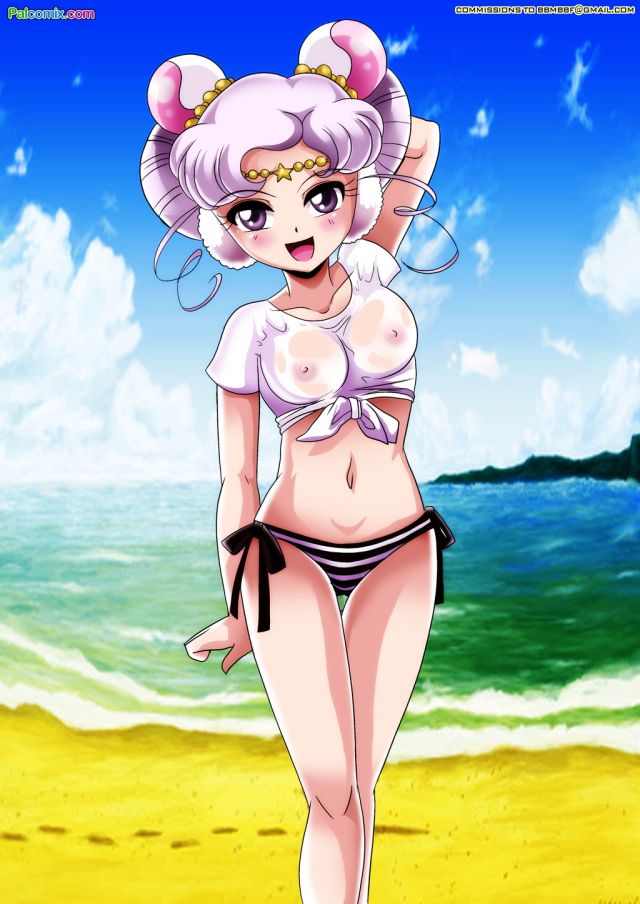 1girls bbmbbf beach bikini_bottom bishoujo_senshi_sailor_moon breasts clothing female female_only horizontal_stripes mostly_nude outdoor outside palcomix pale-skinned_female pale_skin sailor_iron_mouse see-through see-through_clothing shadow_galactica short_hair side-tie_bottom small_breasts solo standing striped_bikini_bottom swimsuit villainess white_hair