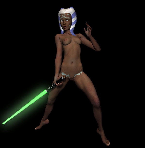 1girls 3d ahsoka_tano black_background blue_eyes breasts clone_wars dung0beetle female female_focus female_only green_lightsaber jedi jedi_padawan lightsaber medium_breasts navel nipples nude pose pussy simple_background solo star_wars the_clone_wars:_season_one togruta