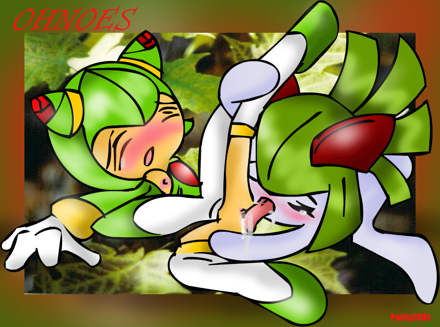 2005 auntymoira cosmo_the_seedrian crossover cunnilingus green kirlia oral_sex pokemon pokemon_(species) pokemon_rse purity seedrian sonic_(series) sonic_the_hedgehog_(series) sonic_x yuri