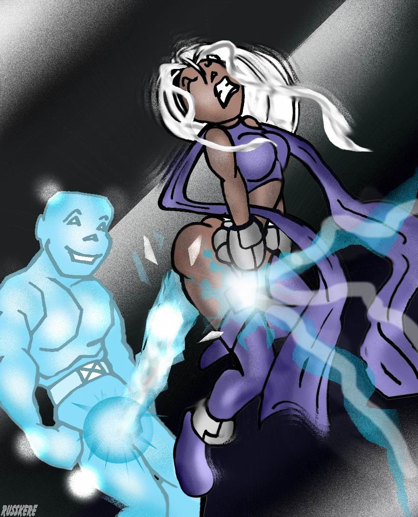 bobby_drake dark-skinned_female dark_skin female iceman interracial marvel marvel_comics ororo_munroe russkere sex storm_(x-men) straight_hair x-men