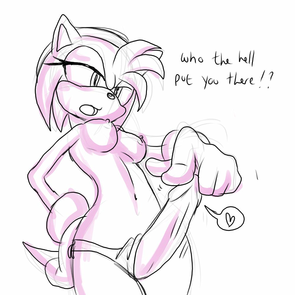 1futa amy_rose anthro auntymoira breasts dialogue english_text furry furry_only futa_only futanari gloves intersex medium_breasts monochrome panties penis purity short_hair simple_background solo solo_futa sonic_(series) standing text uncensored white_background