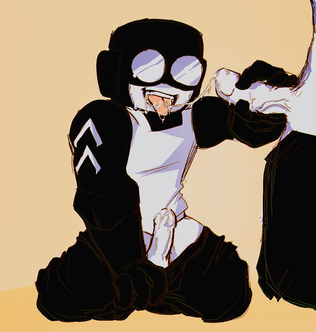 2boys, blowjob, combat boots, cum in mouth, cum on face, cum on tongue, facial, gay, goggles, male, male only, male/male, masturbation, newgrounds, oral, oral sex, penis, spit, steve (tankmen), sweat, tankmen, tearing up, tongue, uniform, white penis, yaoi