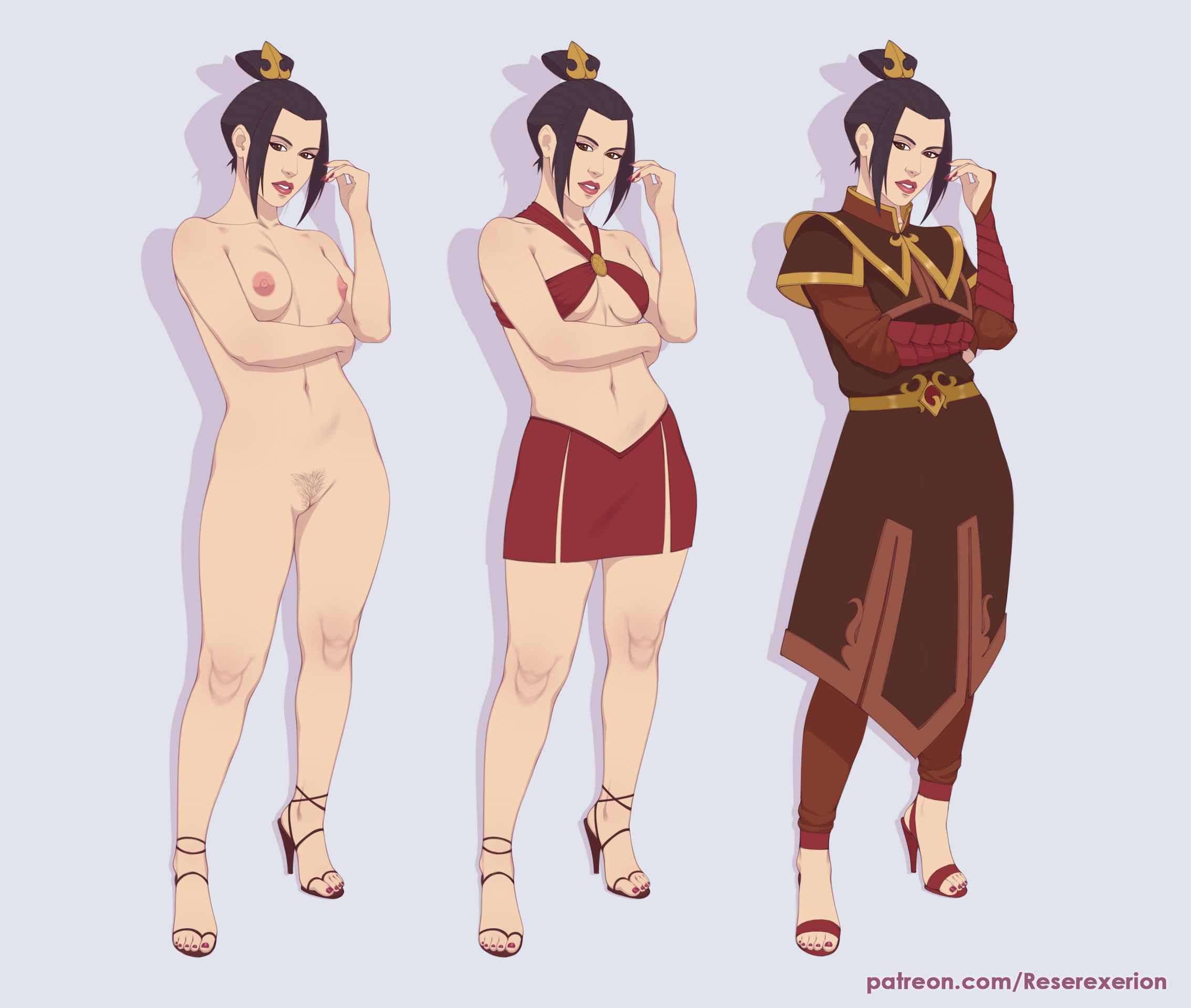 avatar the last airbender, azula, breasts, clothing, female, nude, reserexerion, skirt, small breasts