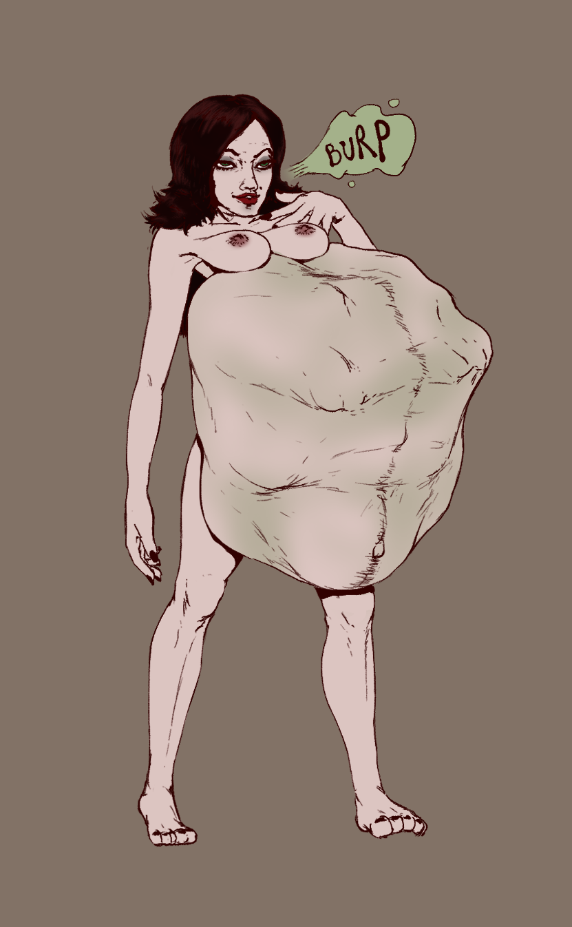 alien alien_girl belly big_belly black_hair breasts burping epastus female kylothian men_in_black men_in_black_ii mianq nipples serleena_(men_in_black) vore