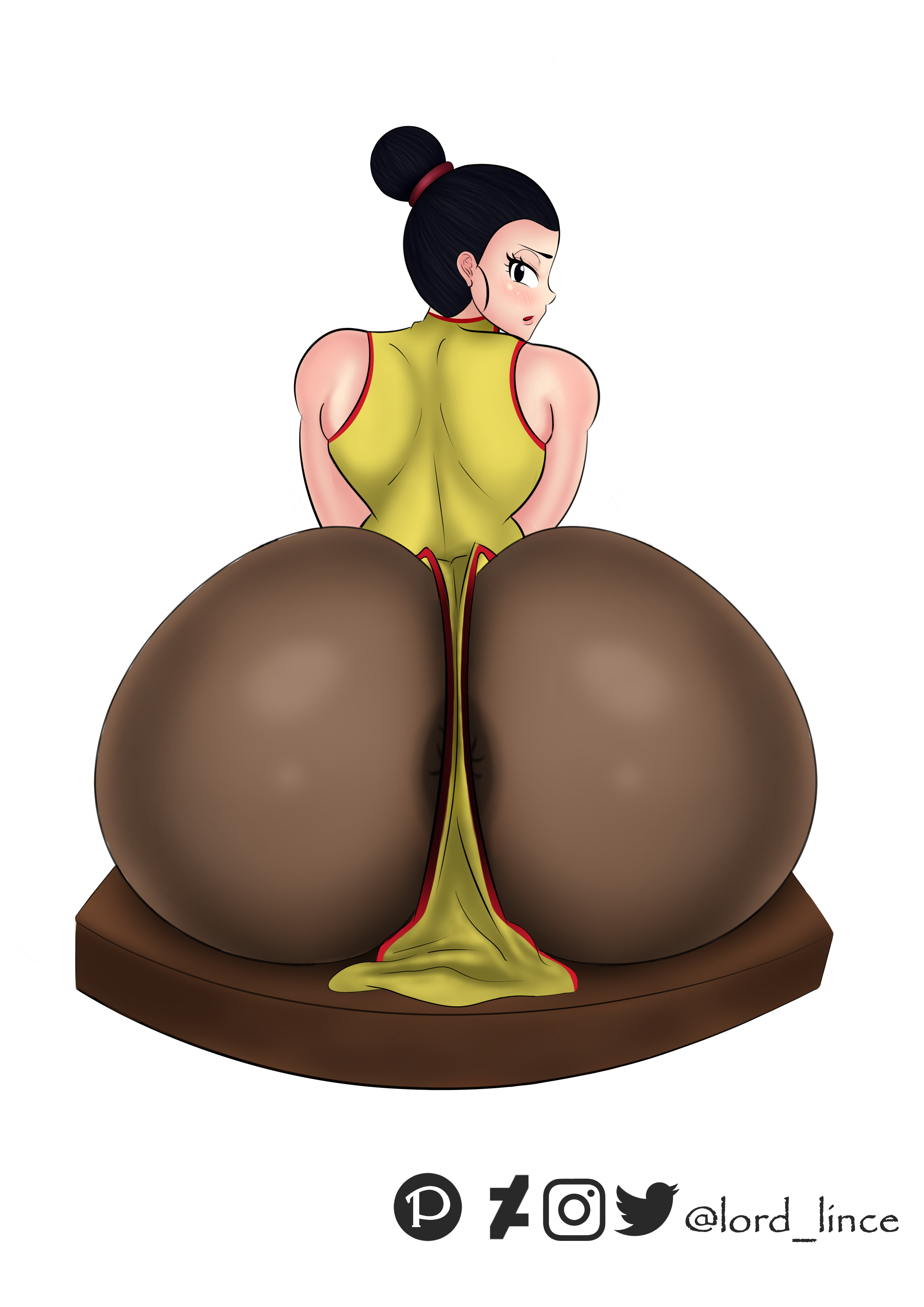 1girls, anus, ass, big ass, chichi, clothed, clothing, dragon ball, dragon ball z, female, female only, looking back, lord lince, solo, solo female
