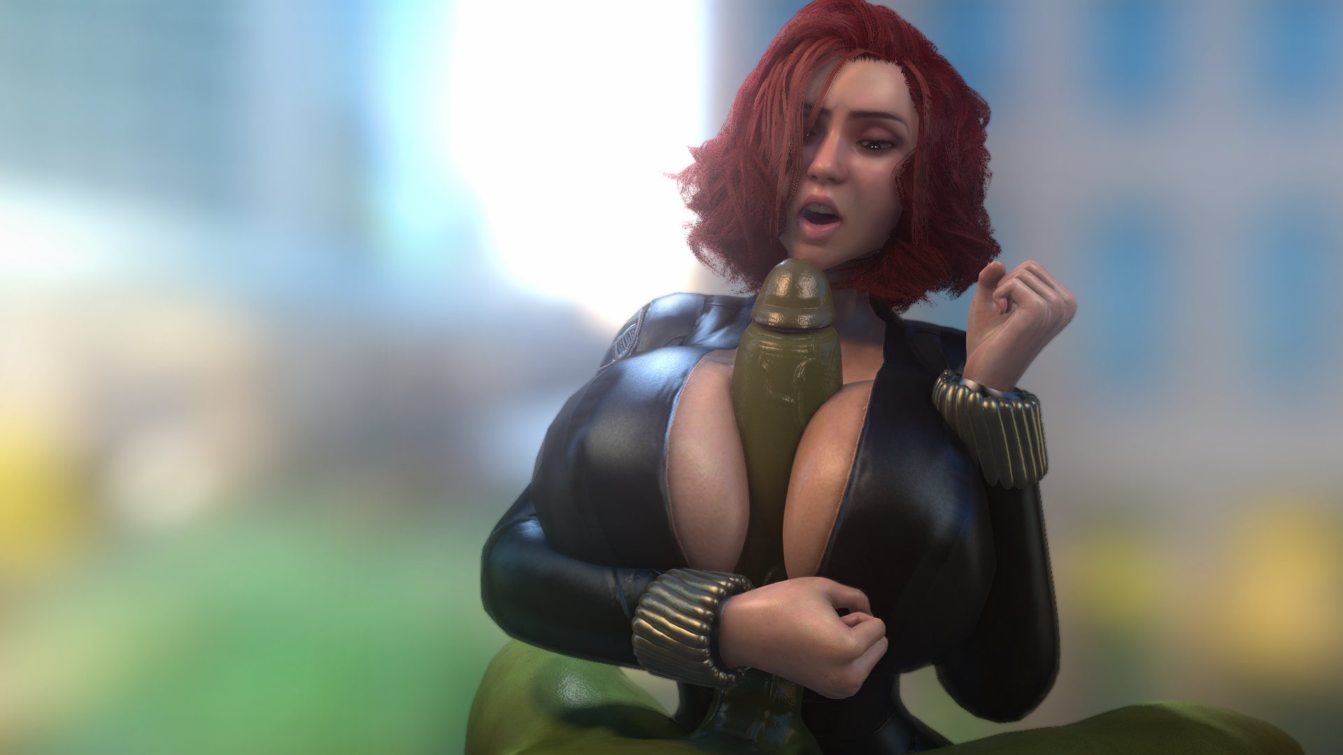 1boy, 1girls, 3d, 3d (artwork), alternate breast size, avengers, big breasts, big penis, bimbo, black widow (marvel), breast grab, breast squeeze, breasts, breasts bigger than head, bust, busty, female, female focus, green skin, green-skinned male, half-closed eyes, huge breasts, huge cock, huge penis, hulk, hulk (series), human, large breasts, light skin, light-skinned female, looking at genitalia, looking at partner, looking at penis, looking down, male, male/female, marvel, marvel comics, natasha romanoff, open mouth, outercourse, paizuri, penis, penis between breasts, red hair, s.h.i.e.l.d., scarlett johansson, short hair, straight, superheroine, vaako, veiny penis