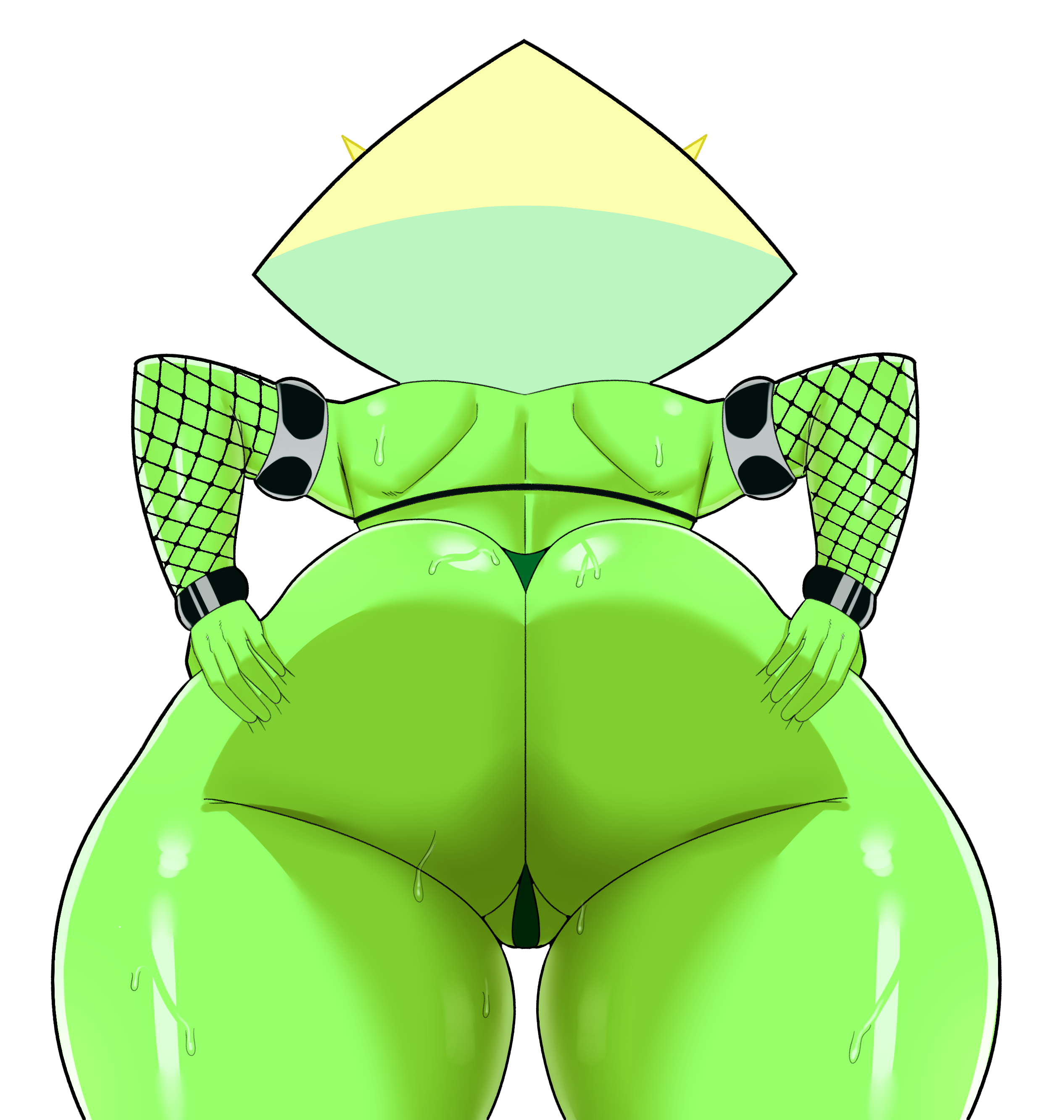 1girls, ass, cartoon network, coldarsenal, crystal thots, female, female only, gem (species), green skin, peridot (steven universe), solo, steven universe, steven universe future, tagme