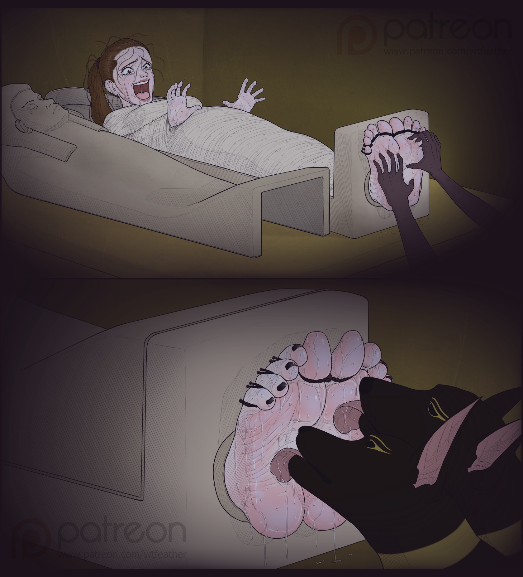 black nails, crying laughing, feet, female, foot lick, lara croft, lara croft (survivor), mummification, nails, no eyewear, signature, stocks, text, tickling, tickling feet, tomb raider, tomb raider (survivor), wtfeather