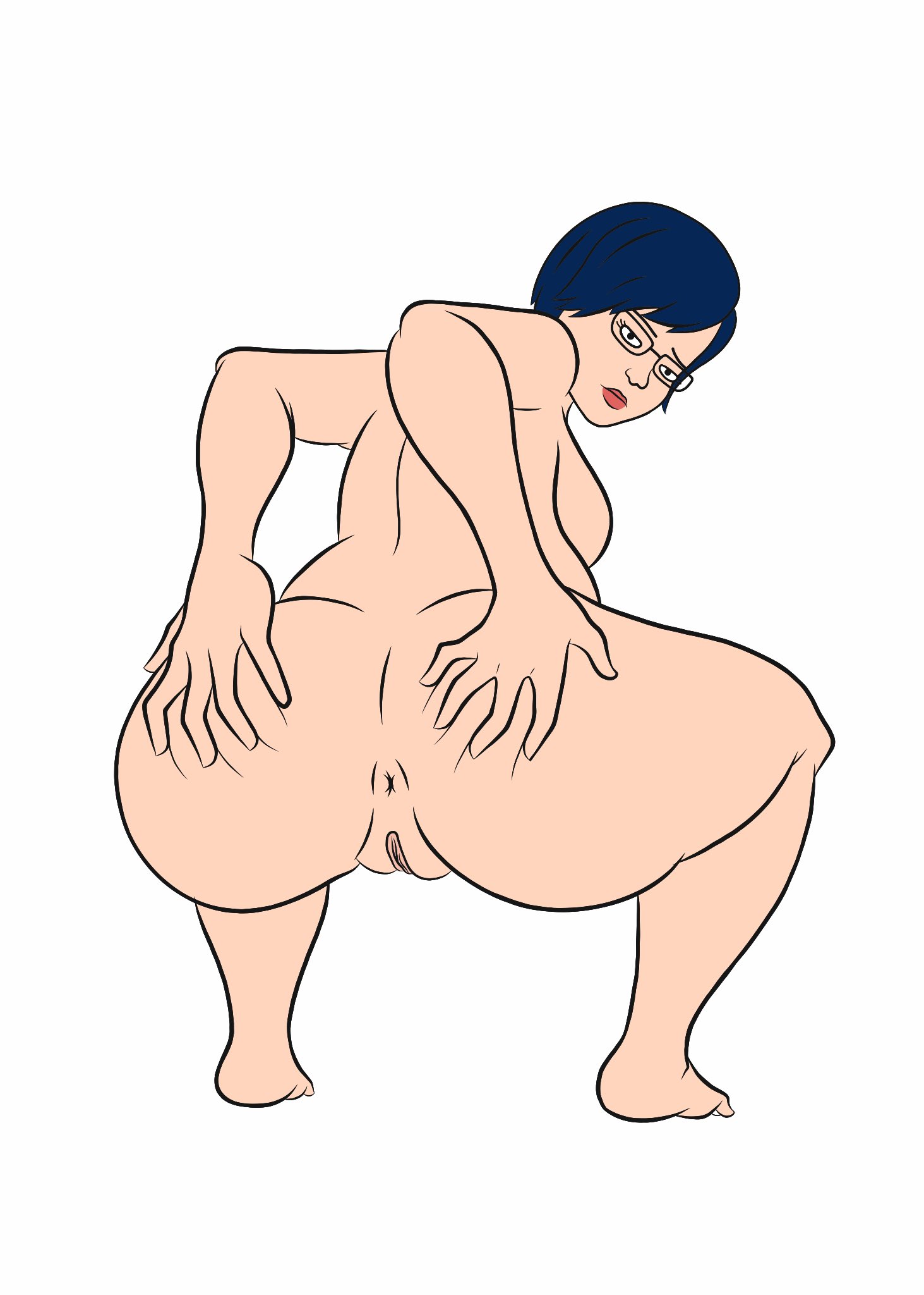 1girls, accurate art style, anus, ass, big ass, blue hair, bojack horseman, breasts, chubby, chubby female, diane nguyen, female, female only, glasses, legs, naked, nipples, nude, pussy, shackhouse, solo, spread ass, tagme
