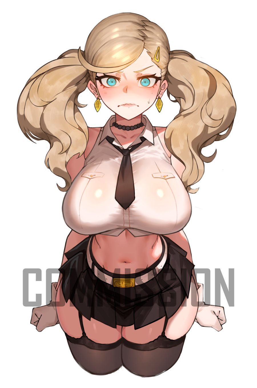 ann takamaki, atlus, big ass, big butt, big thighs, big tits, big titties, choclo draws, clothing, commission, curvaceous, curvaceous female, curvaceous figure, curvy, curvy figure, curvy hips, female, female focus, female only, high thighs, long hair, persona, persona 5, persona 5 royal, sega, twintails, yellow hair