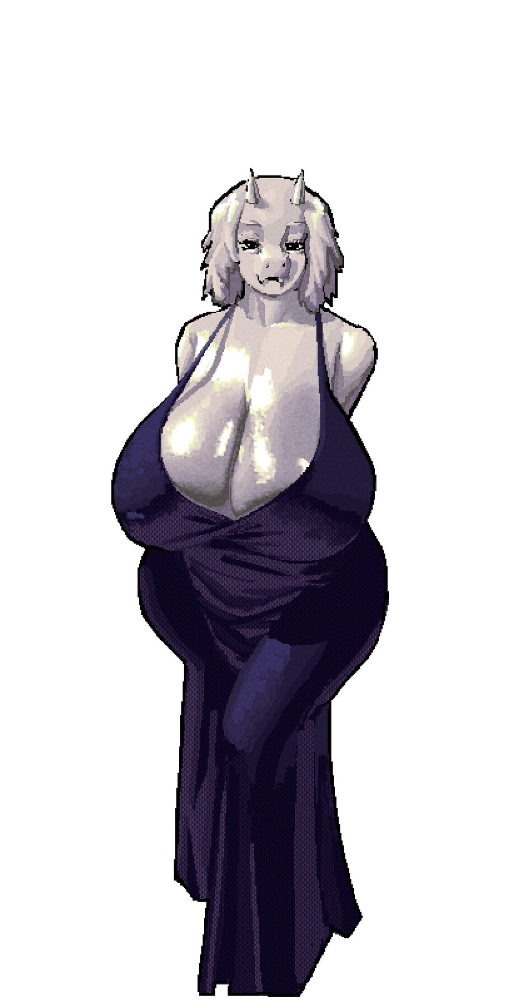 1girls, big breasts, cleavage, cleavage overflow, curvaceous, curvy, curvy female, curvy figure, deltarune, dialogue, digital drawing (artwork), digital media (artwork), dress, female, female focus, female only, hi res, high resolution, highres, hips, huge breasts, jpeg, milf, mommy, mommy milkers, no background, oppmann, purple clothes, purple clothing, purple dress, revealing clothes, shiny body, shiny dress, shiny fur, short hair, simple background, solo, solo female, solo focus, toriel, toriel (deltarune), voluptuous, voluptuous body, voluptuous female, white background, white body, white hair