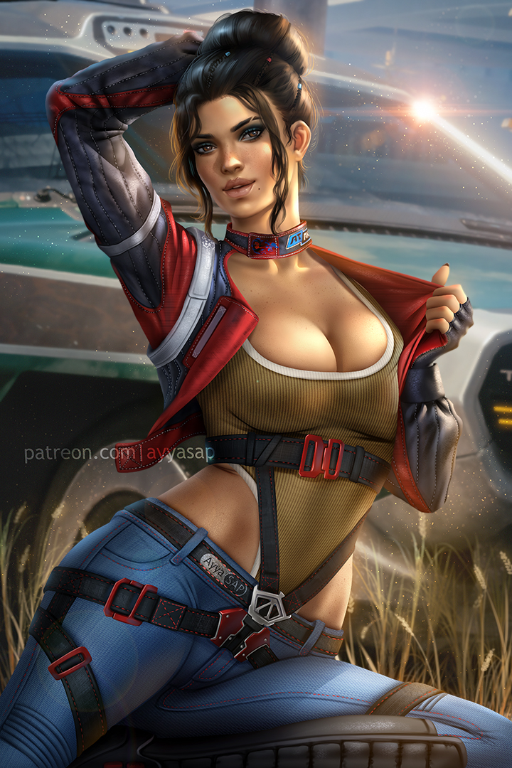 1girls, artist name, ayyasap, big breasts, breasts, busty, cleavage, cyberpunk, cyberpunk 2077, erect nipples, female, female only, hourglass figure, long hair, nipples, no artist signature, no source, panam palmer, pinup, pinup pose, pose, posing, solo, wide hips