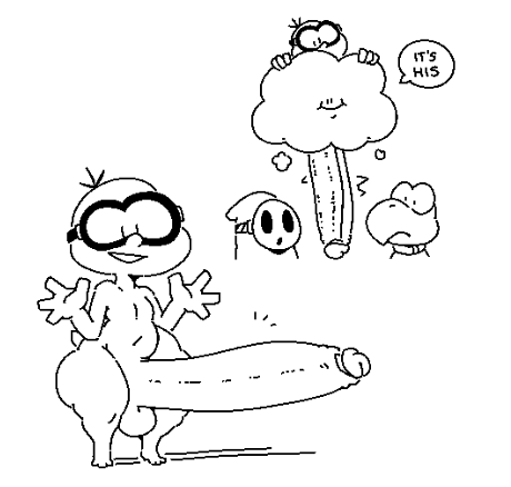 3boys anthro balls big_penis bouncing_penis cloud erection eyewear genitals glasses huge_cock hyper hyper_genitalia hyper_penis invalid_tag koopa koopa_troopa lakitu low_res male male_only mario_(series) monochrome monocromatic multiple_boys multiple_views nintendo penis sailewder scalie shy_guy simple_background solo_focus testicles video_games