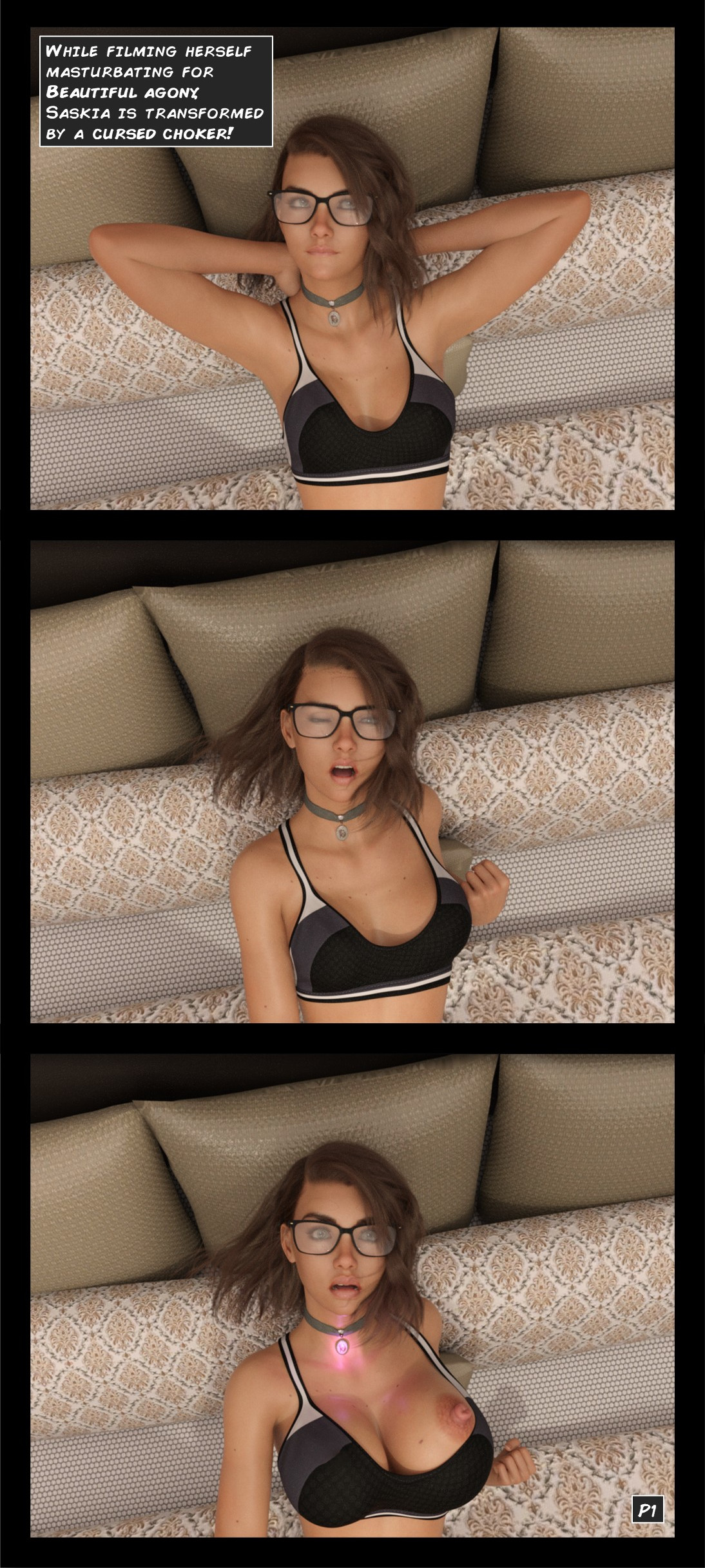 ahe gao, big lips, bimbo, bimbofication, breast expansion, breast growth, breast growth (enlargement), breast inflation, breasts, expansion, female, glasses, growth, inflation, isabel3dx, lip inflation, transformation