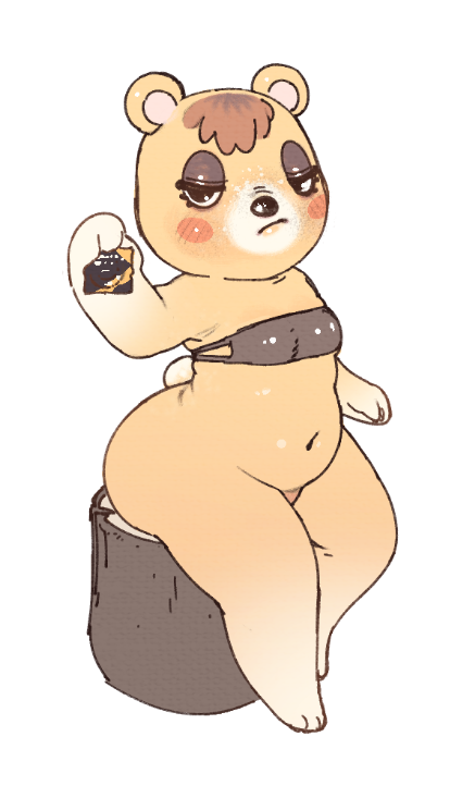 2020 animal_crossing anthro ass belly big_butt blush bottomless bra clothed clothing condom digital_media_(artwork) eyelashes eyeshadow female fingers fur hair inkoart looking_at_viewer makeup mammal nintendo partially_clothed plant sexual_barrier_device simple_background sitting slightly_chubby solo tammy_(animal_crossing) thick_thighs tree underwear ursid video_games white_background yellow_body yellow_fur