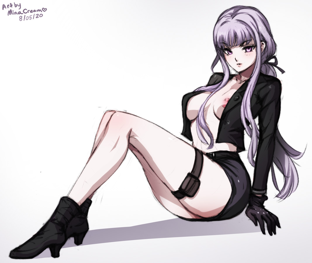 1girls, danganronpa, danganronpa 1, danganronpa: trigger happy havoc, female, female only, kirigiri kyoko, minacream, partially clothed, smooth skin, solo, white background