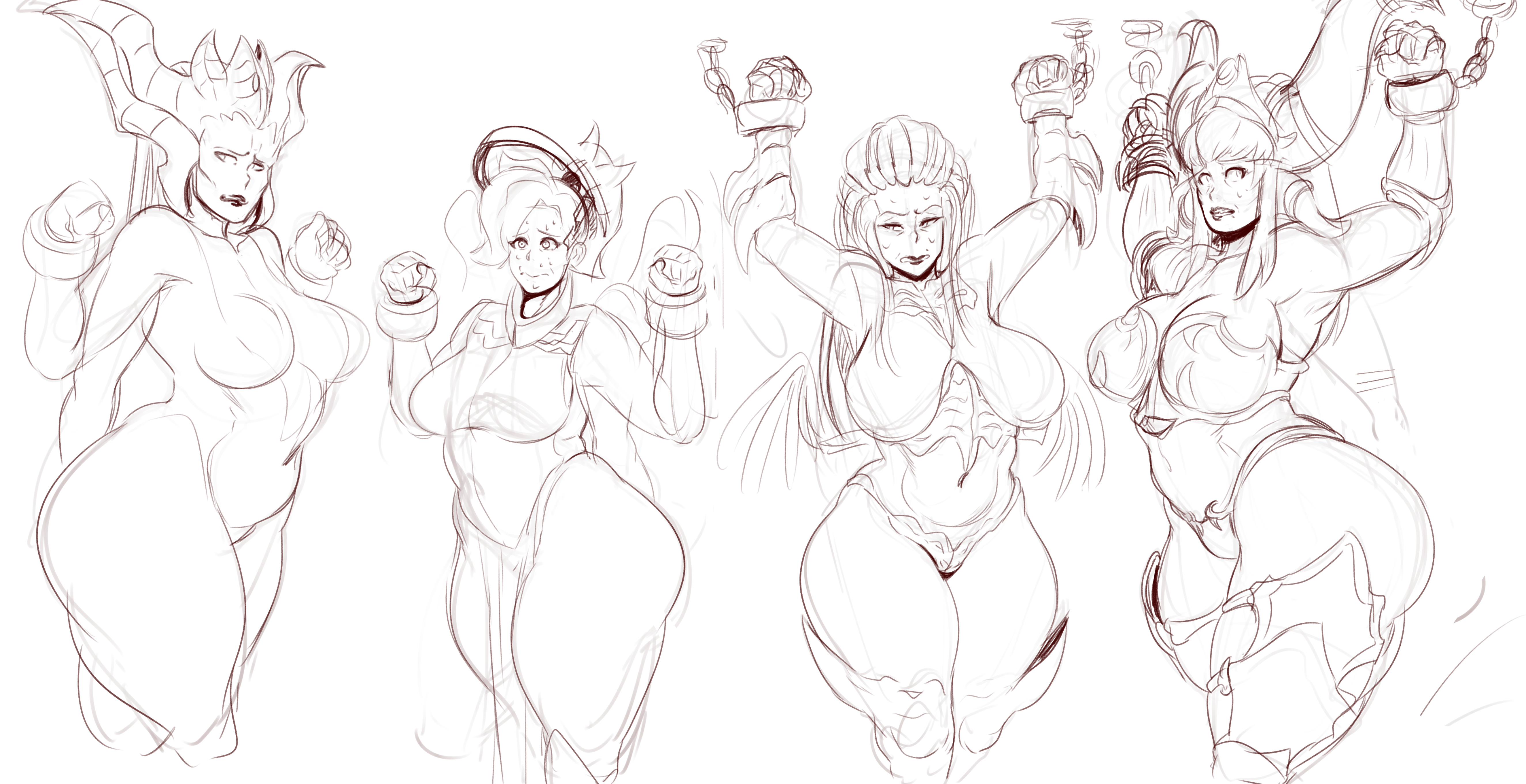 4girls, alexstrasza, blizzard entertainment, chained, crossover, demon, diablo, female, female only, gilf, lilith (diablo), mercy, monochrome, multiple females, multiple girls, overwatch, queen of blades, sarah kerrigan, sketch, starcraft, sunnysundown, tagme, warcraft, world of warcraft, zerg