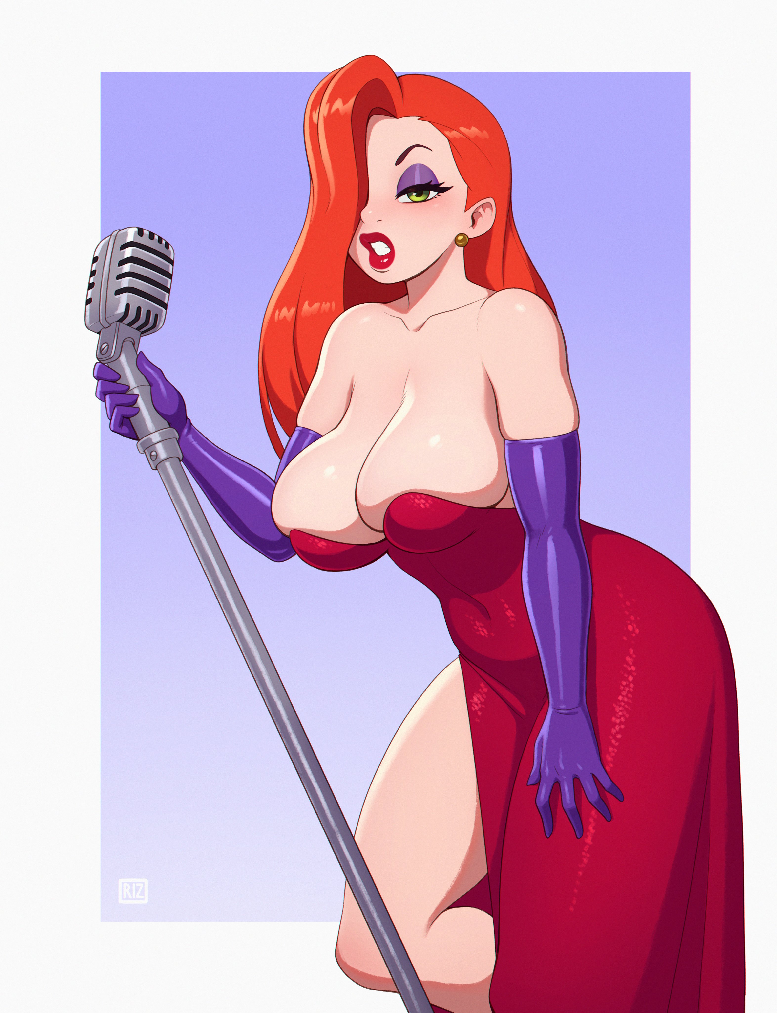 1girls, 2021, absurdres, big breasts, breasts, cleavage, disney, female, female focus, female only, highres, jessica rabbit, large breasts, looking at viewer, rizdraws, solo, who framed roger rabbit