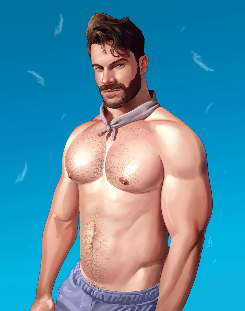 1boy beard biceps blue_eyes caucasian caucasian_male dane_de_bruin gabo_artist half-dressed human human_only instagram_model looking_at_viewer male male_only muscular pecs real_person thick