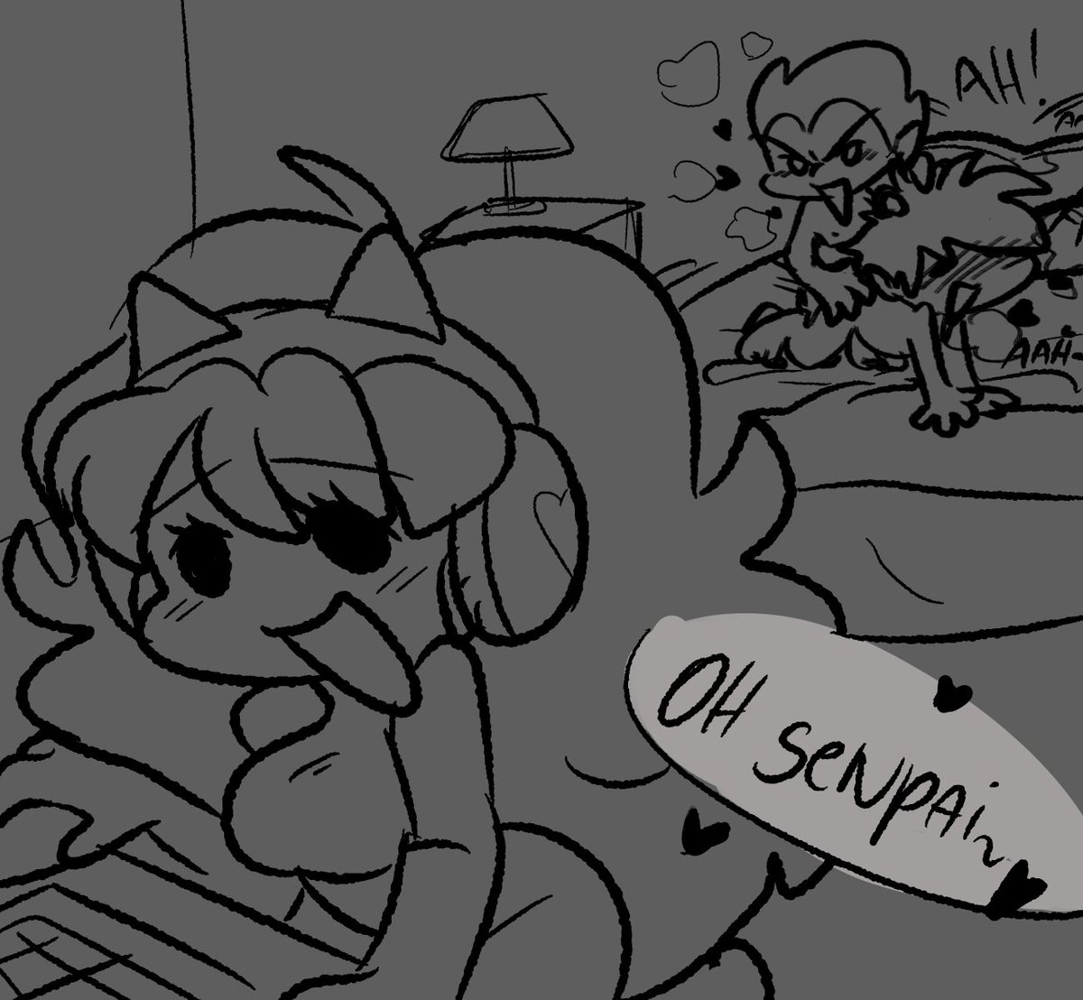 1girls, 2boys, boyfriend (friday night funkin), cheating, cheating boyfriend, cuckquean, female, femboy, friday night funkin, gay, girlfriend (friday night funkin), grey background, male, mob face, netorare, ntr, pico (newgrounds), sketch, stolida120, yaoi