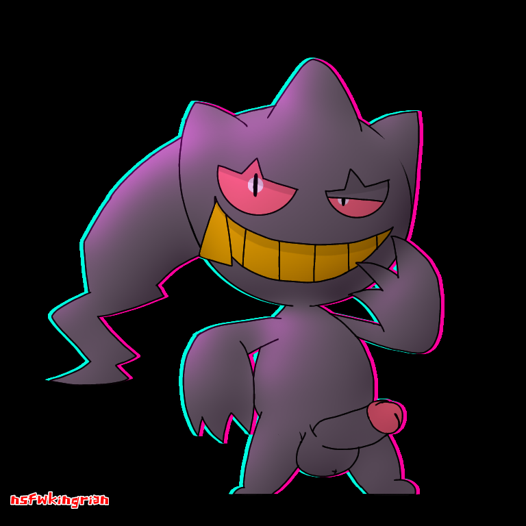 1:1 balls banette genitals ghost looking_at_viewer nintendo not_furry nsfwkingrian penis penis_tip pokémon_(species) pokemon simple_background smile solo_male spirit video_games zipper