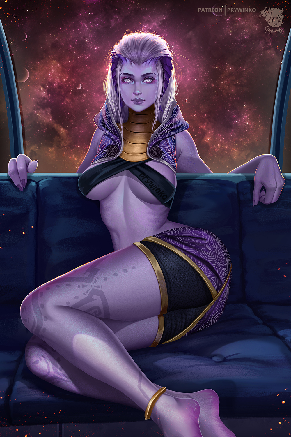 1girls alien alien_girl big_breasts bioware bust busty female female_only mass_effect non-nude pose posing prywinko purple_skin quarian solo solo_female solo_focus tali'zorah_nar_rayya voluptuous