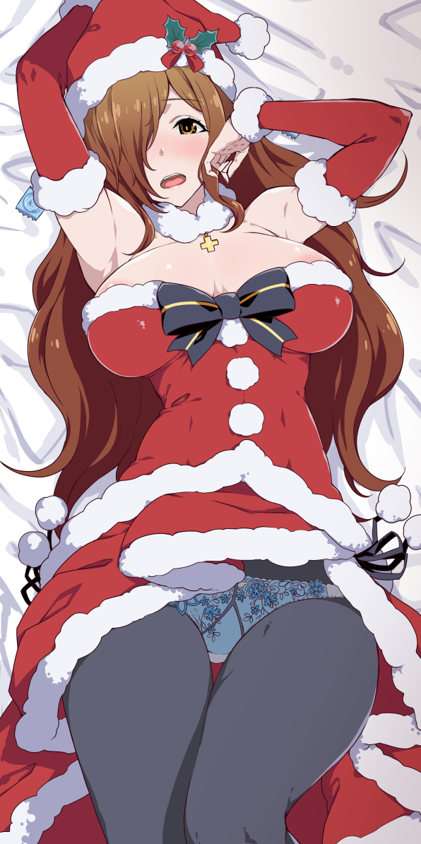 1girls brown_hair christmas_outfit d_kurouri female female_only kono_subarashii_sekai_ni_shukufuku_wo! panties underwear wiz_(konosuba)