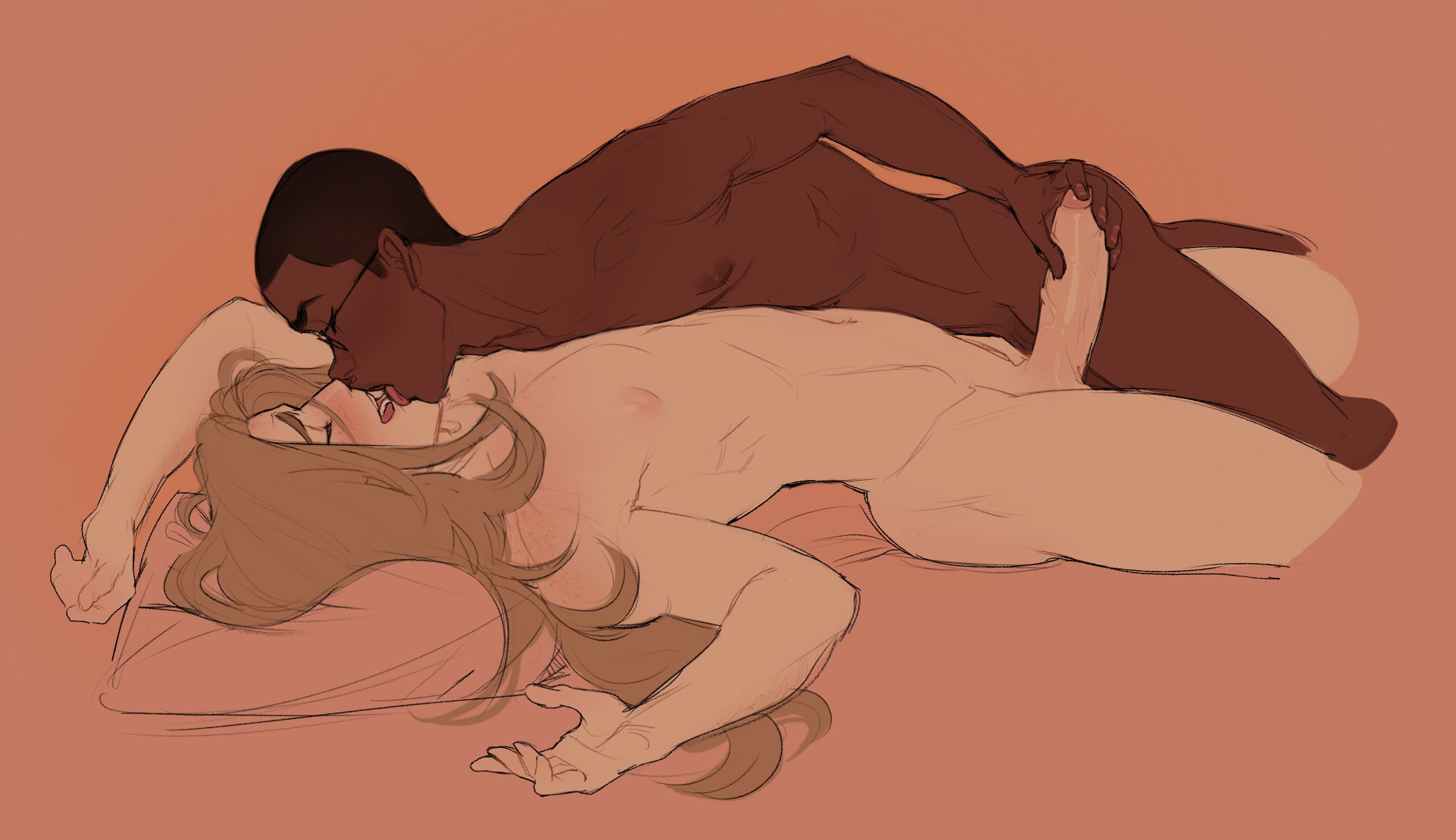 2boys, big penis, black hair, blonde hair, bromeo (lacryboy), chiron (lacryboy), completely nude, dark nipples, dark skin, dark-skinned male, erect penis, erection, female, gay, gay male, glasses, handjob, interracial, kissing, lacryboy, laying on bed, light skin, light-skinned male, long hair, long-haired male, lying, lying on back, lying on bed, male, male nipples, male only, male/male, melanpsycholia, nipples, nude, nude male, penis, pillow, pink nipples, sketch, skinny, skinny female, uncensored, veiny penis, yaoi