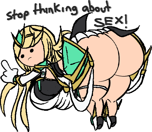 big_ass huge_ass lecturing_viewer meme mythra stop_thinking_about_sex text xenoblade_(series) xenoblade_chronicles_2