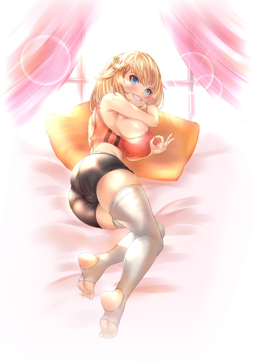 1girls 5_fingers 5_toes arm_behind_head ass bangs bare_shoulders bare_toes bed bedroom big_breasts blonde blonde_hair blue_eyes blush blushing blushing_at_viewer breasts calves cameltoe colored cute eyelashes female female_focus female_only fit fit_female hi_res highres hololive hololive_english hololive_myth honkivampy huge_breasts indoors large_breasts light-skinned_female light_skin looking_at_viewer lying lying_on_side nipple_bulge open_mouth overflowing_breasts pajamas pussy short_hair shorts side_view sideboob smile smiling smiling_at_viewer solo solo_female solo_focus teasing thick thick_ass thick_hips thick_thighs thighhighs thighs thin_waist uncensored virtual_youtuber watson_amelia wide_hips