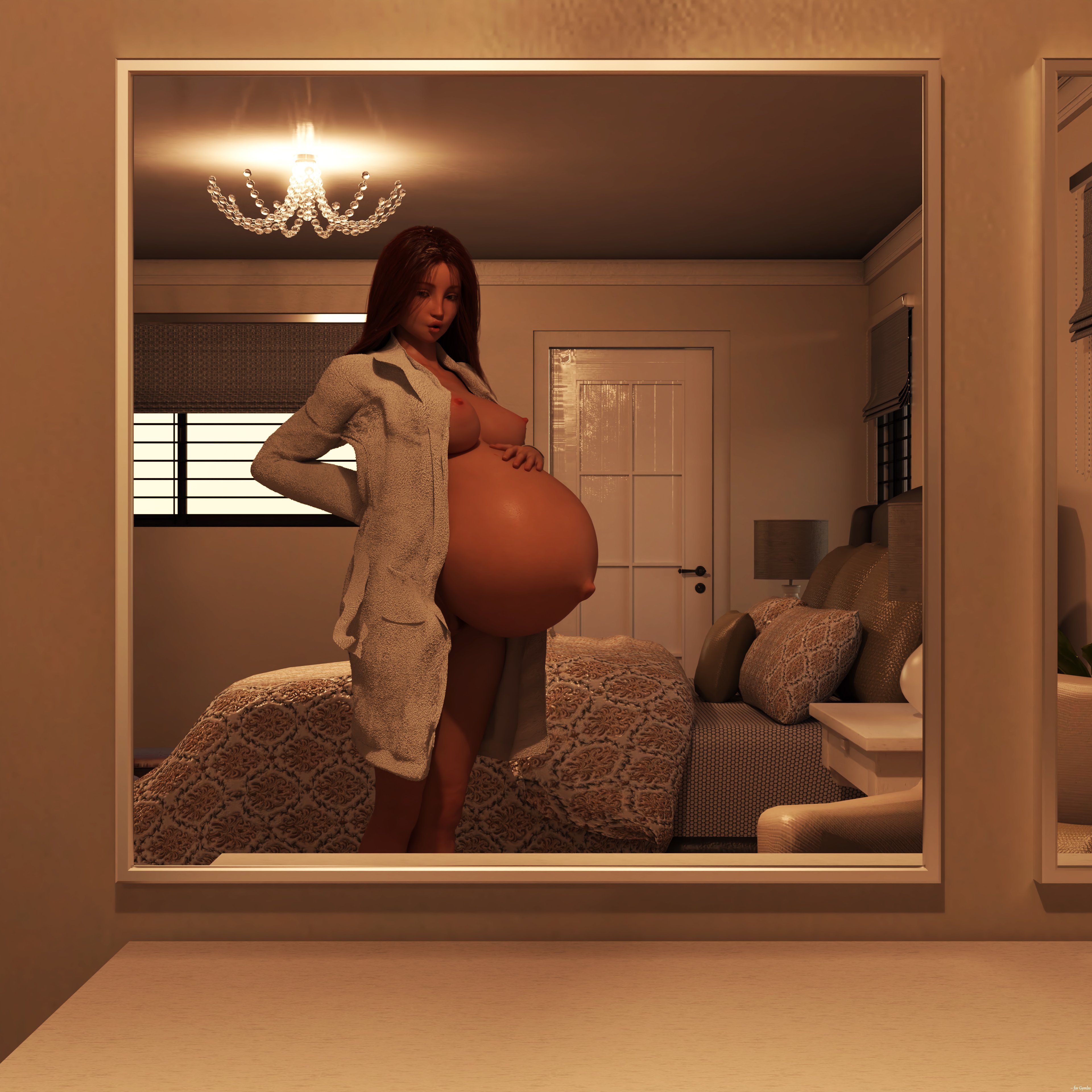 1girls, 3d, absurdres, areolae, big breasts, breasts, female, female only, highres, huge belly, hyper belly, hyper pregnancy, large breasts, nipples, pregnant, ready to pop, silent-artist97, solo