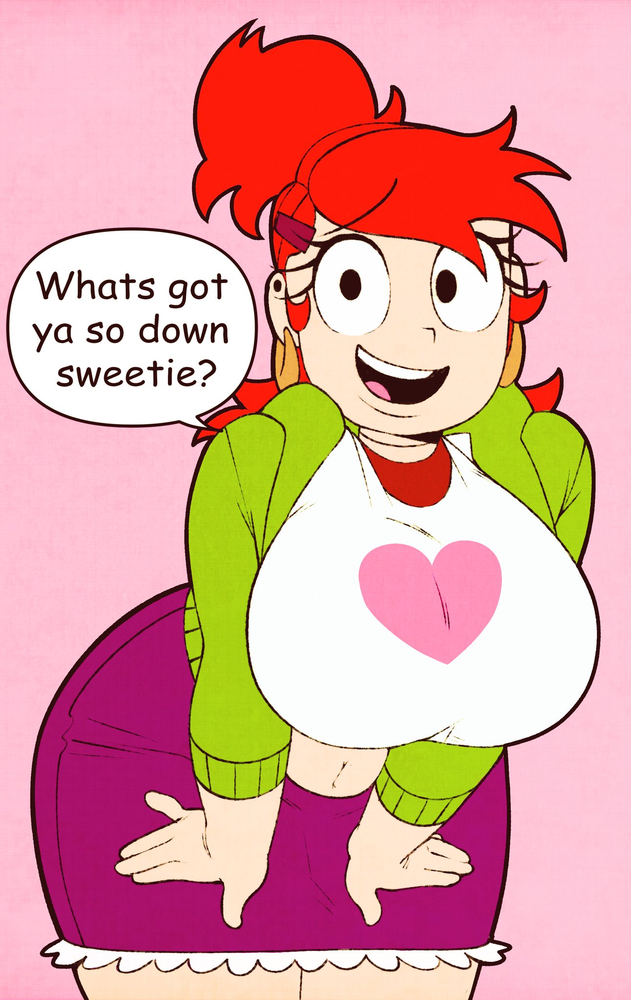 1girls, 2d, 2d (artwork), 2d animation, 5hitzzzu, big breasts, big thighs, boombita, bottomwear, breasts, chubby, chubby female, female, foster's home for imaginary friends, frankie foster, funcu, funculicious, green jacket, hair, heart, imaginary frankie, jacket, kookilooheavon, lips, looking at viewer, meatcuteshii, pinkbobatoo, purple skirt, red hair, skiddioop, skirt, solo, stereodaddy, talking to viewer, thick, thick ass, thick butt, thick hips, thick legs, thick thighs, topwear, white shirt, wholesome